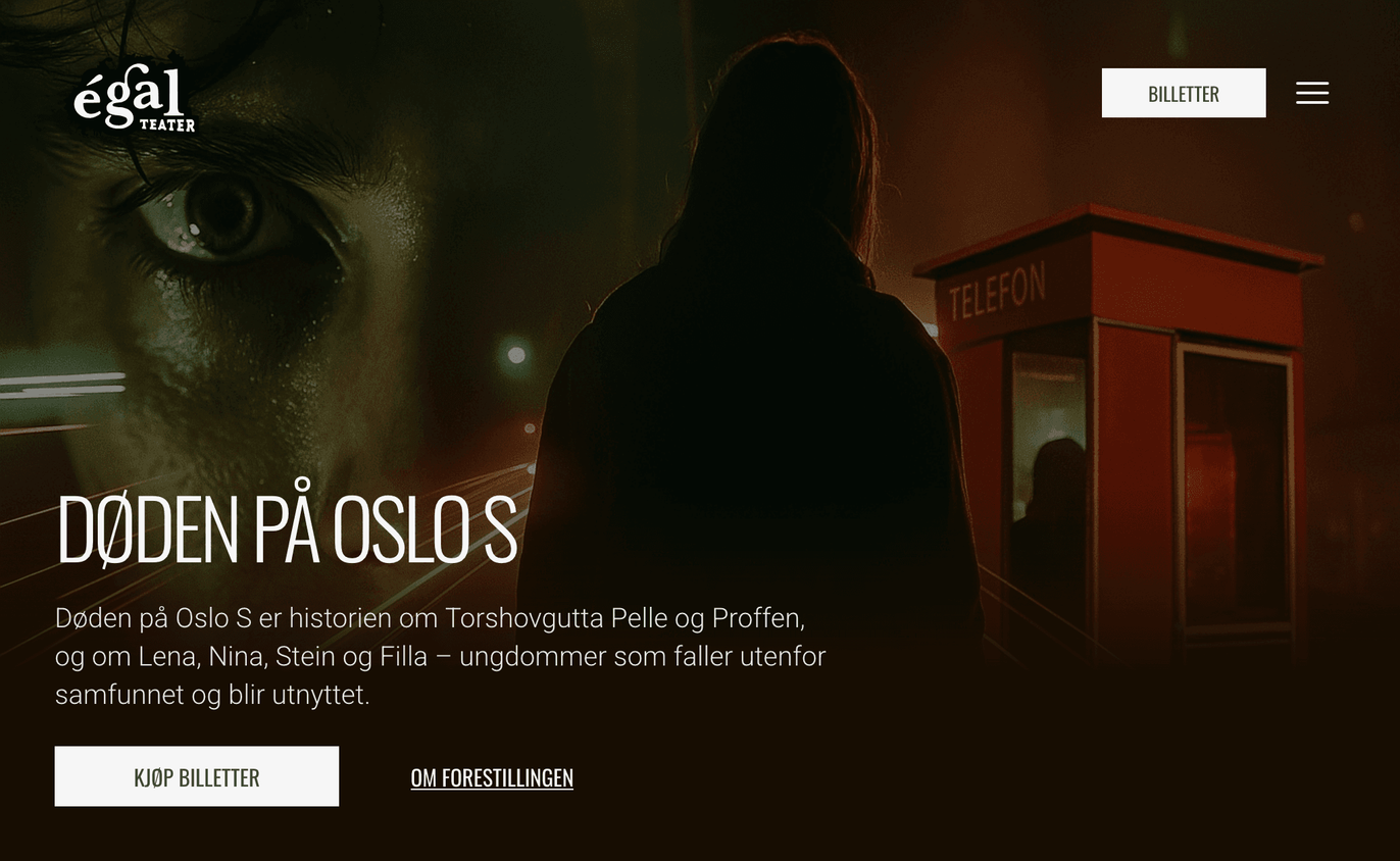 Screenshot of egalteater.no on desktop